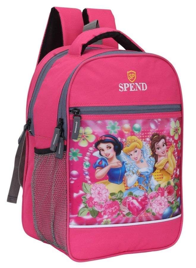 حقيبة ظهر للبنات من سبيند بتصميم أميرة وردية اللون، مزينة بنقوش زهور، مزودة بأحزمة قابلة للتعديل وسحاب متين - حقيبة ظهر أنيقة ومتينة من ديزني برينسيس للمدرسة والاستخدام اليومي - Image 3